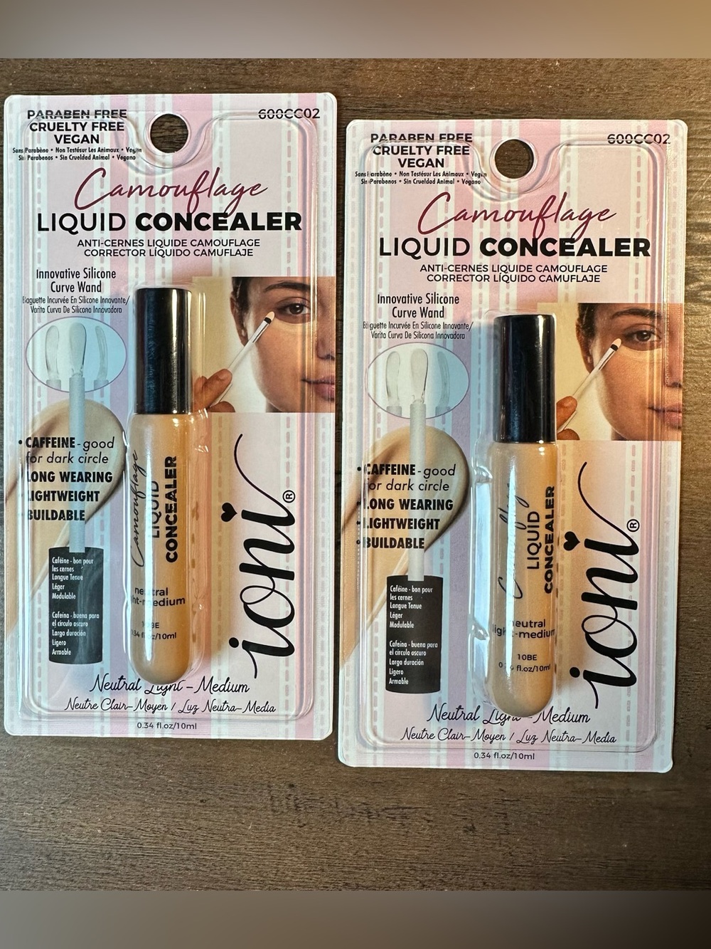 IONI 2PK CAMOUFLAGE LIQUID CONCEALER NEUTRAL LIGHT - MEDIUM CAFFEINE BUILDABLE